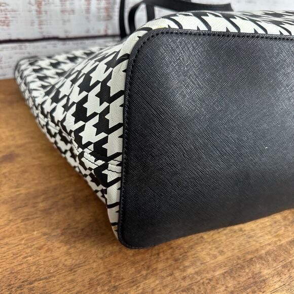 Michael Kors Black And White Houndstooth Large Tote Purse Shoulder Bag CLEAN - Picture 5 of 14